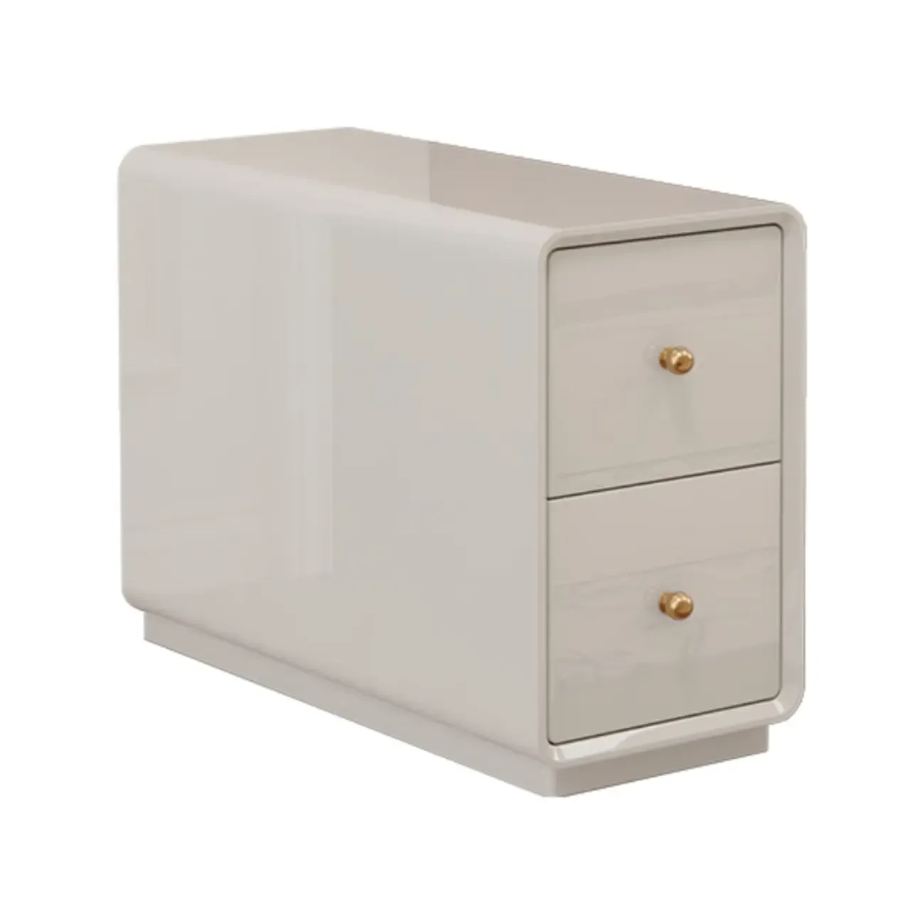 Narrow Rectangle Walnut Wood Side Table with Drawers