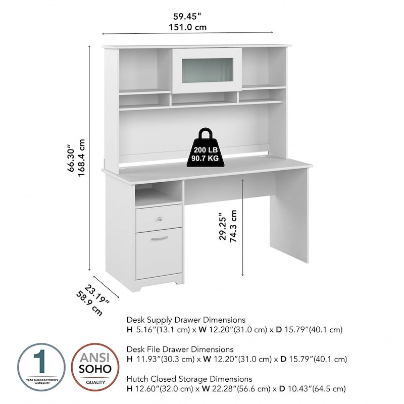 Cabot 60W Computer Desk with Hutch in Espresso Oak by Bush Furniture