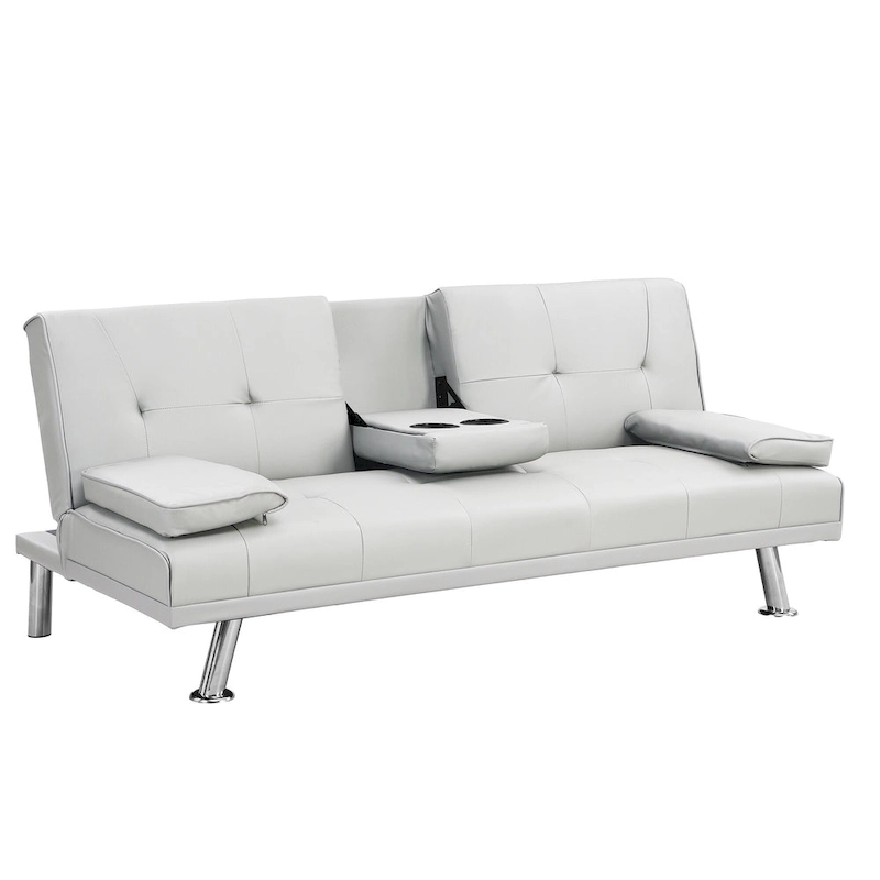 66.1 PVC Loveseat Sofa Bed with Wood Frame and Stainless Legs