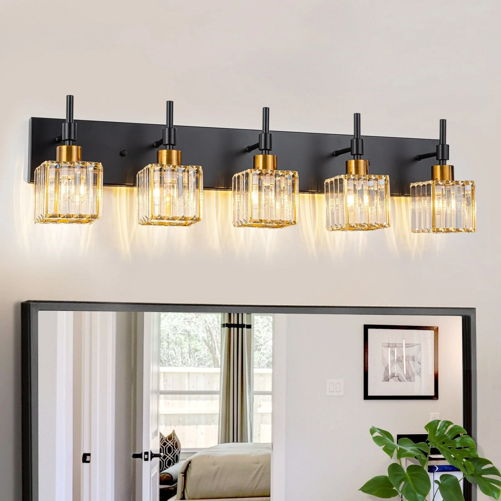 Ora Modern Dimmable Crystal Bathroom Light Fixtures Over Mirror Glam Vanity Lights