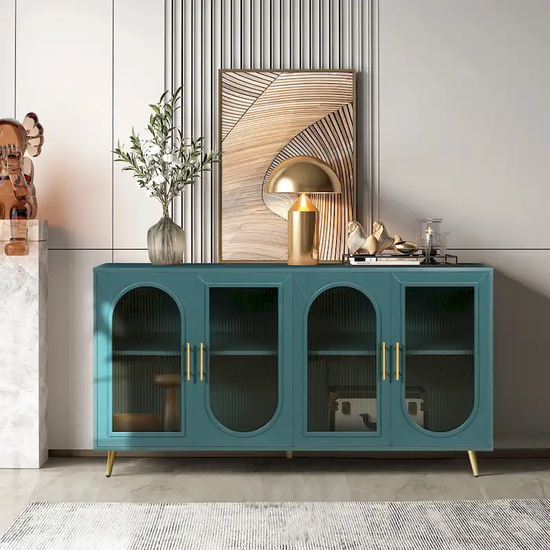 60-Inch TV Stand with Storage Cabinet and Adjustable Shelves, Fits TVs up to 65 Inches