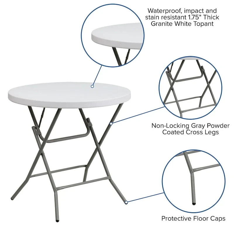 2.63-Foot Round Plastic Folding Table - Event Table
