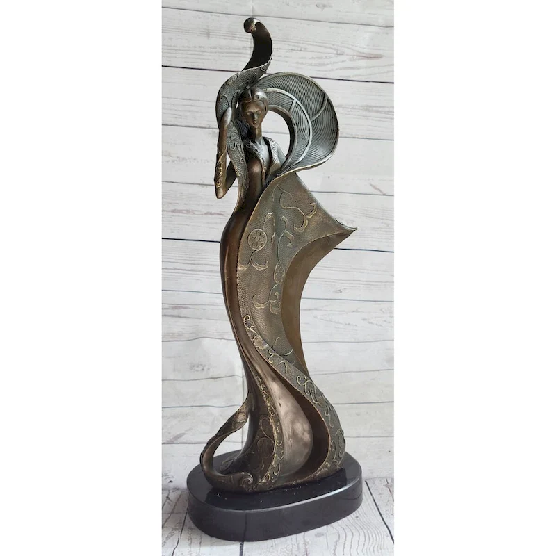 Signed Original Kin A Tribute To Erte Bronze Sculpture Marble Figurine Figure