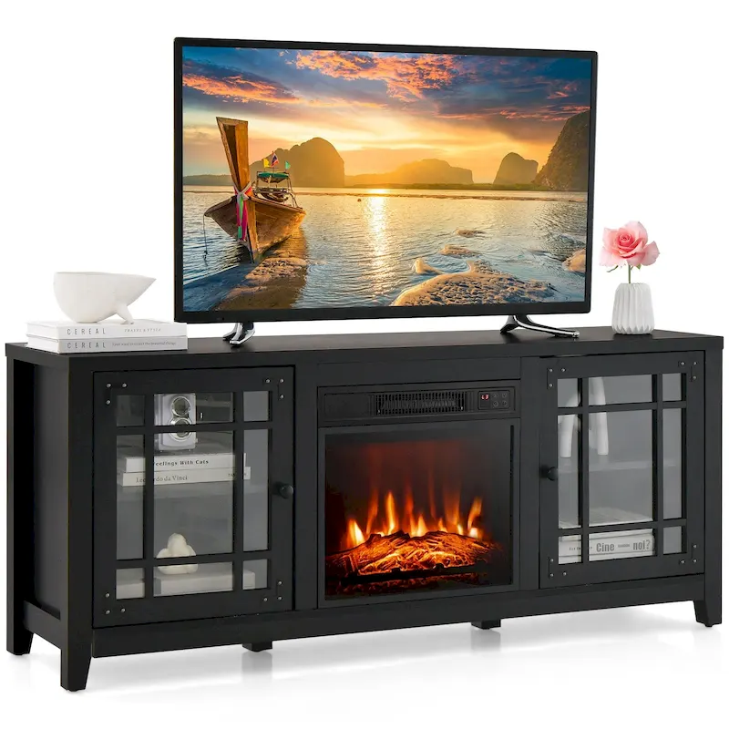 Costway 58 Inches Fireplace TV Stand for TVs up to 65 Inches with - 58 x 16 x 25