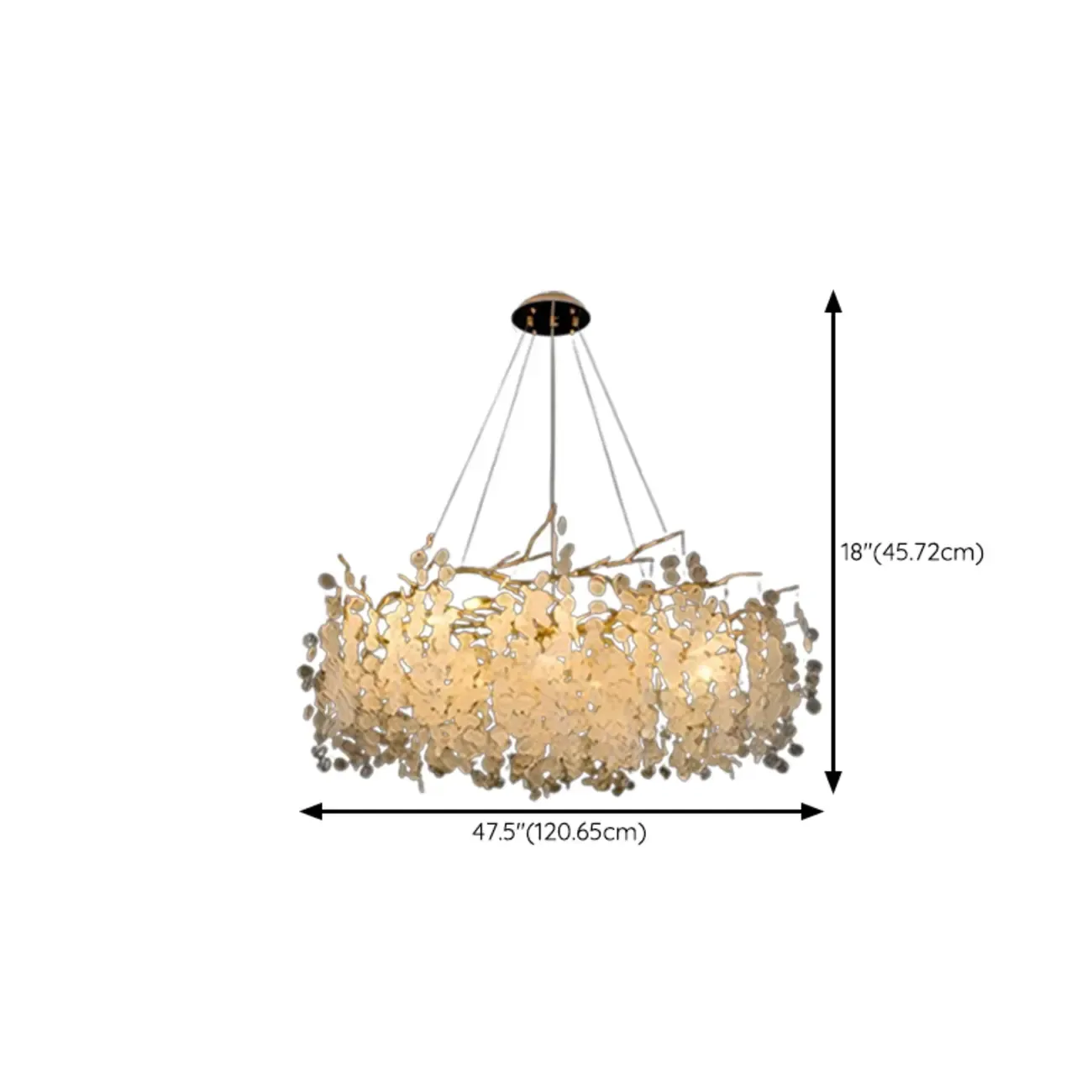 Elegant Golden Branch Glass Pendant Chandelier