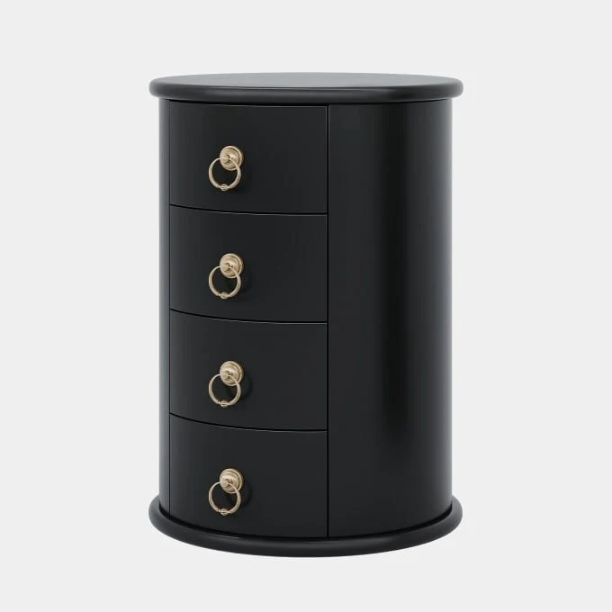 No Assembly Round Solid Wood End Table, Small Side Table with Drawers