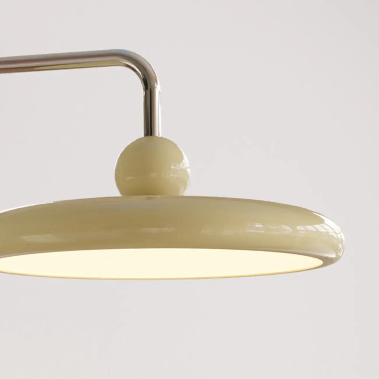 Modern Beige Swing Arm Wall Light with Round Shade