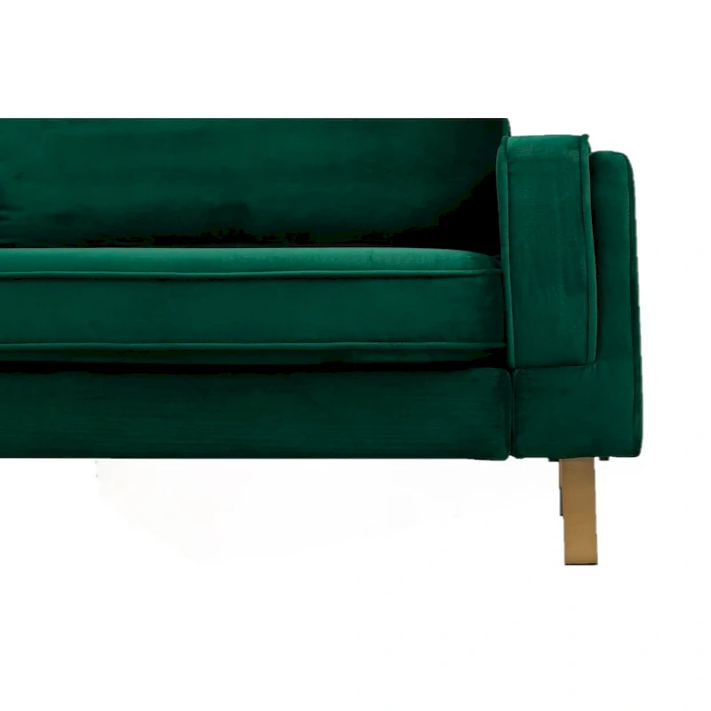 Green velvet Arm Chair With Golden Finish legs