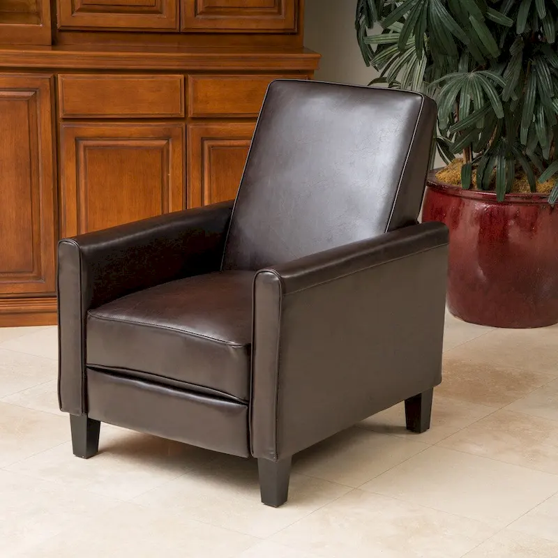 Darvis Black Bonded Leather Recliner Club Chair by Christopher Knight Home