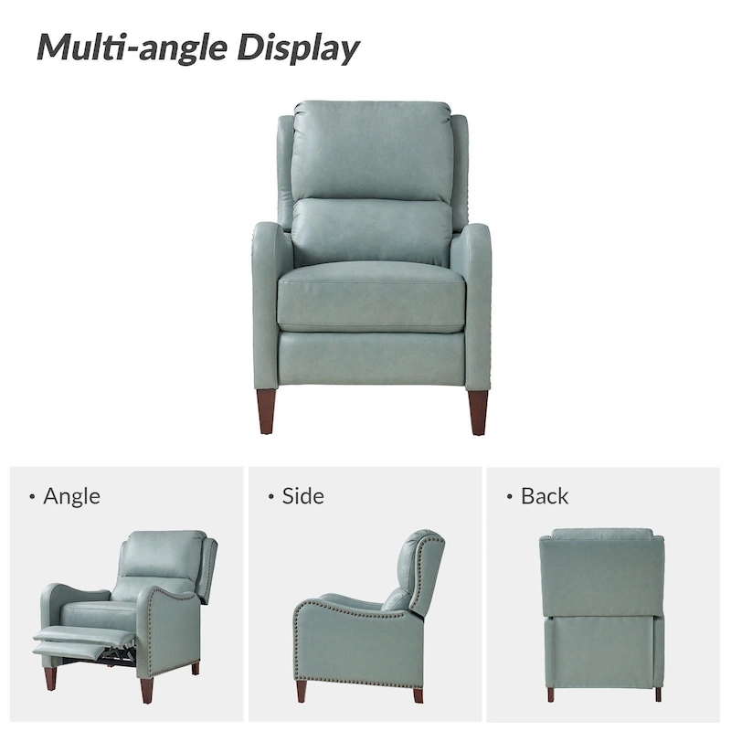 Brigida Modern Genuine Leather Nailhead Trim Recliner with Adjustable Footrest Set of 2 by HULALA HOME