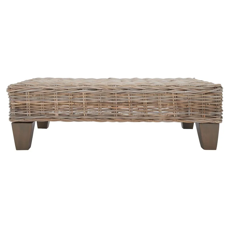 SAFAVIEH Caron Washed Natural Wicker Bench - 41 W x 28 D x 12 H - 41Wx28Dx12H