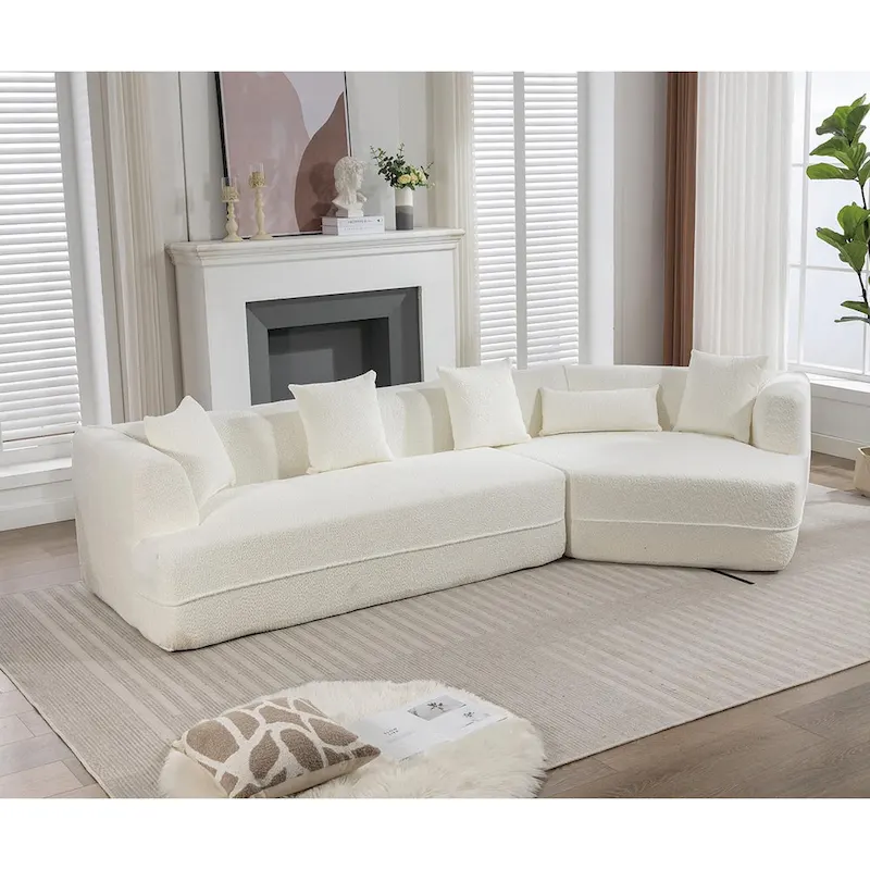 Boucle Modular Sleeper Sectional Sofa with Free Combination