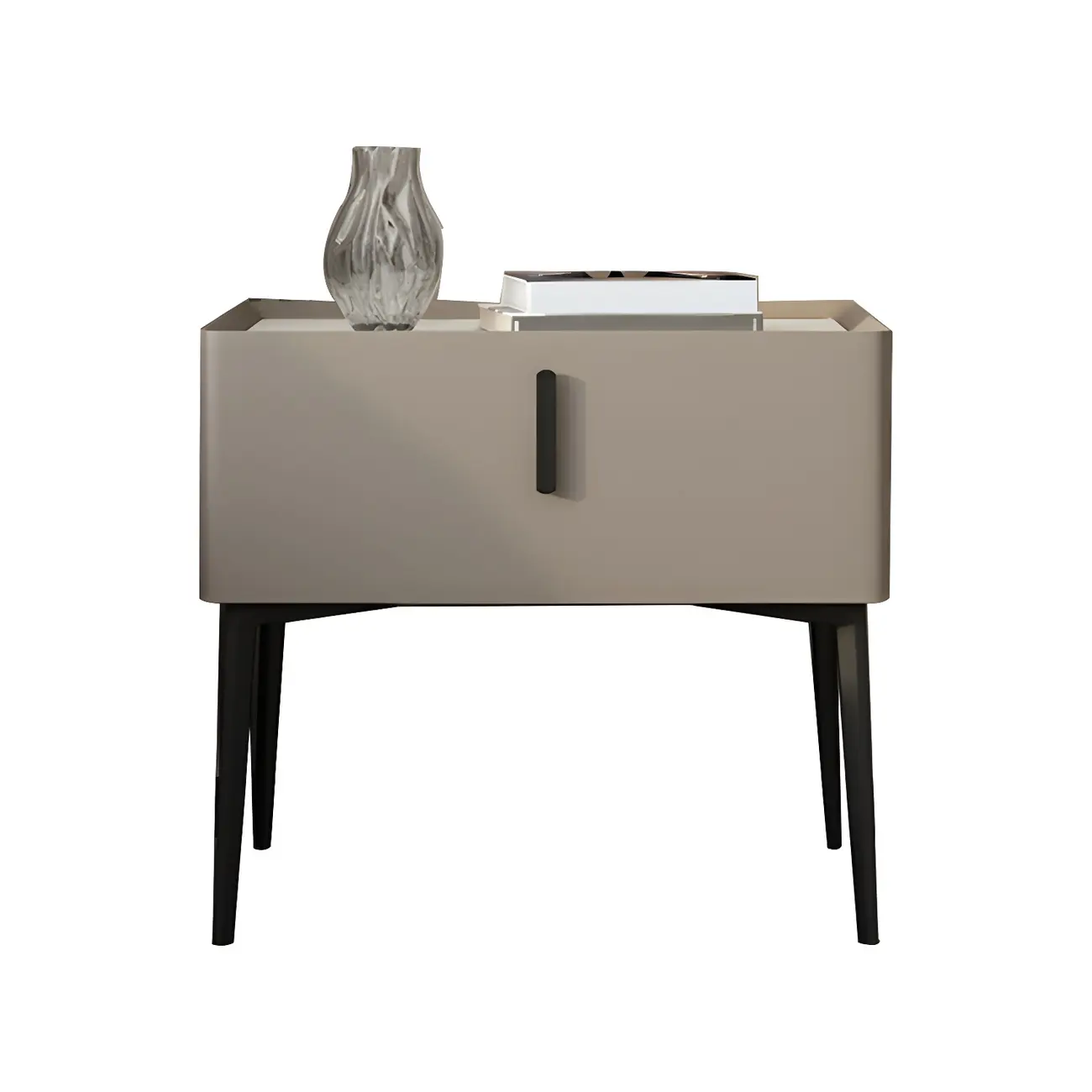 Trendy Narrow Cubic Wooden Nightstand with Legs