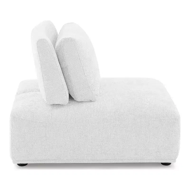 HOMES: Inside + Out Povoa Modern Modular Armless Chair Chenille with Extendable Backrest White