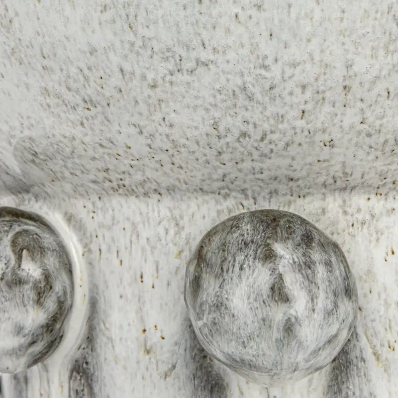 Terra-cotta Footed Vase with Raised Dots and Reactive Glaze