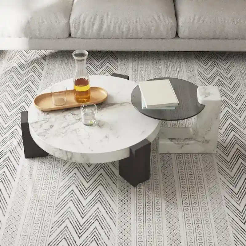 Set of 2 Round Nesting Coffee Table Set