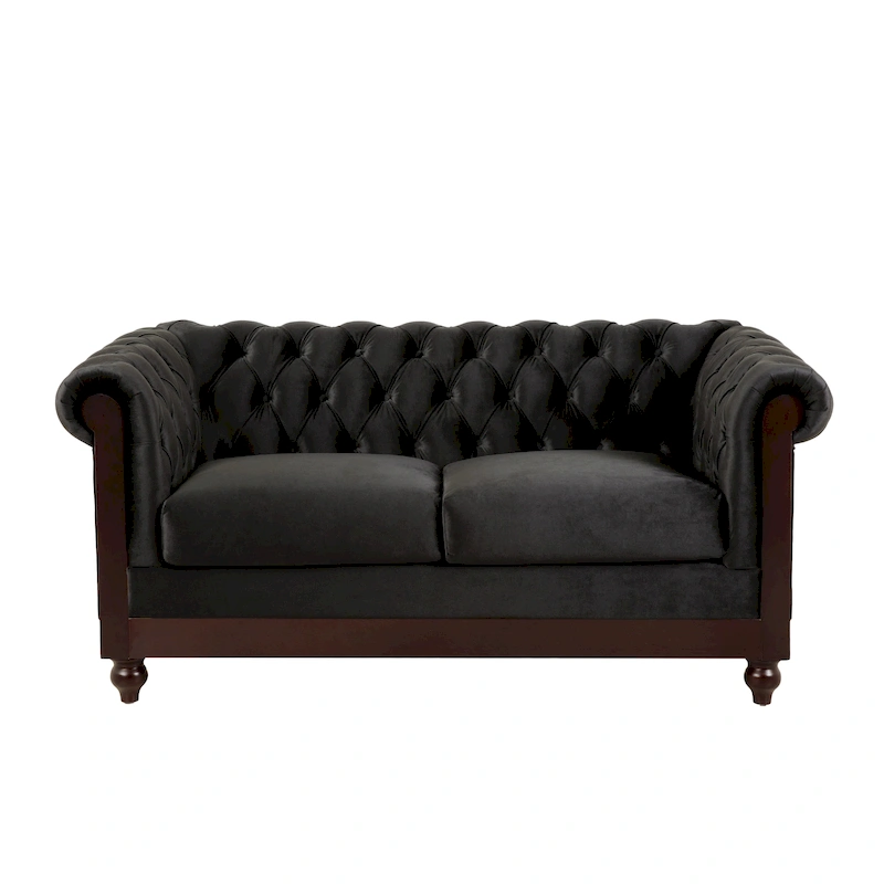 Eviva Chesterfield Velvet Loveseat Sofa by Christopher Knight Home