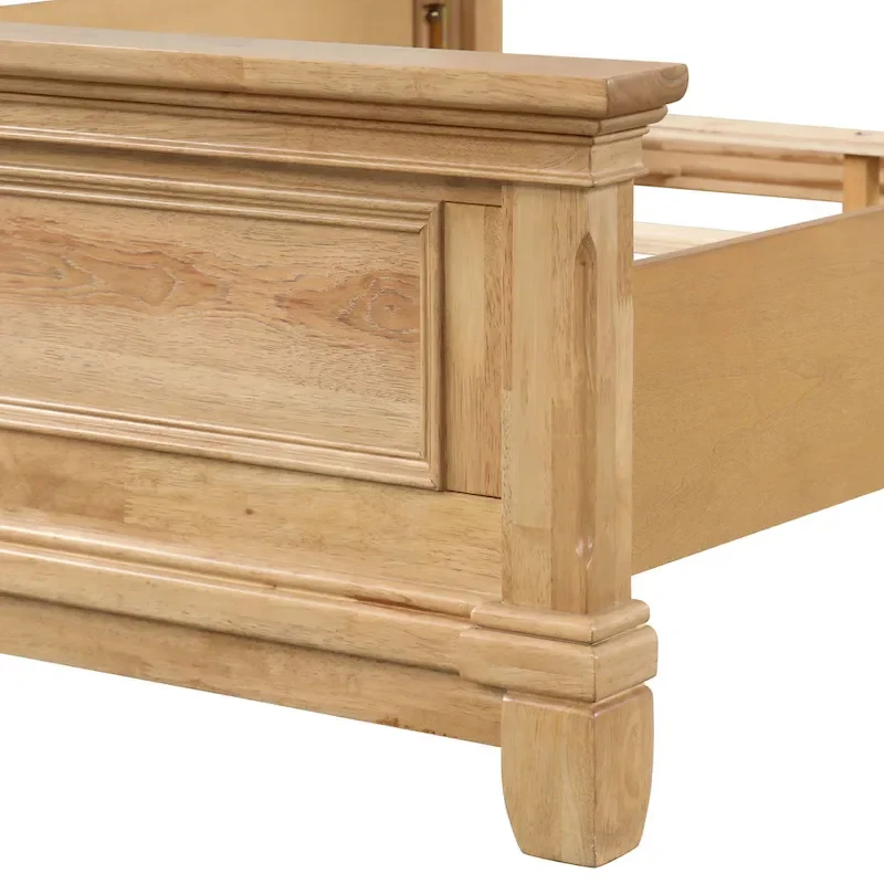 Wellington Farmhouse Natural Oak Solid Wood Panel Bed