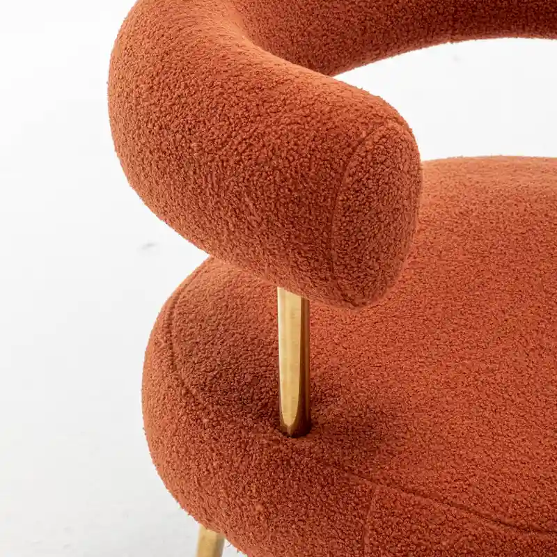 SEYNAR Modern Glam Upholstered Comfy Open-Back Accent Vanity chair with Golden Legs