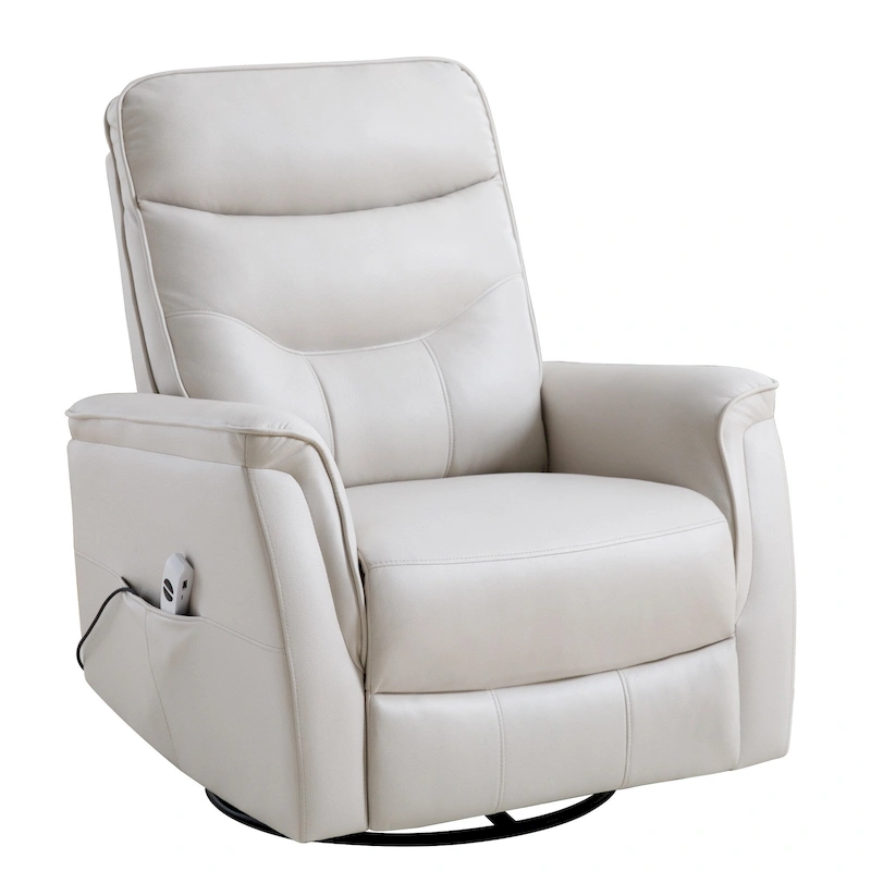 HOMYKA Swivel Power Recliner Faux Leather Glider With USB Port