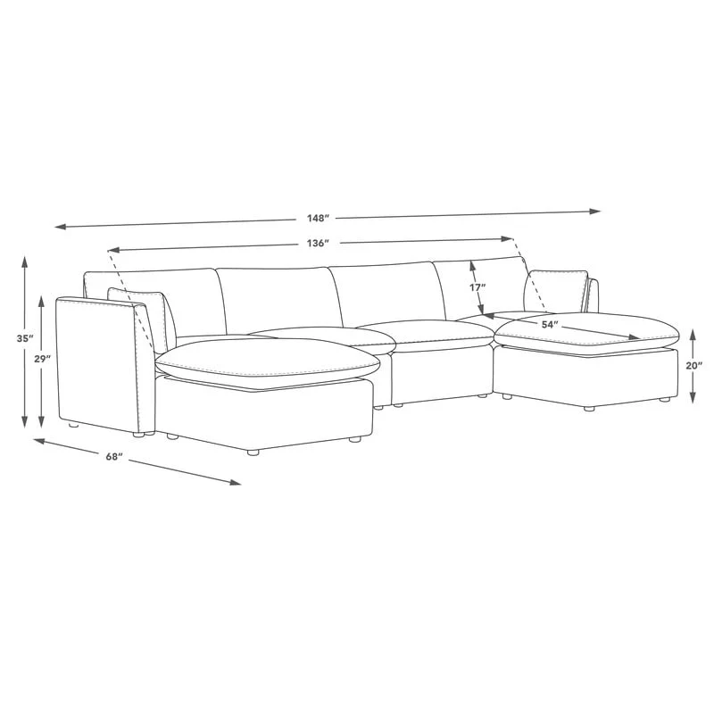 Cypress U-shape Sectional Couches Modular Sofa with Ottoman