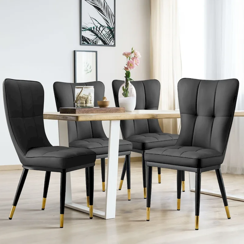 Upholstered Dining Chairs Set of 2 with Metal Legs