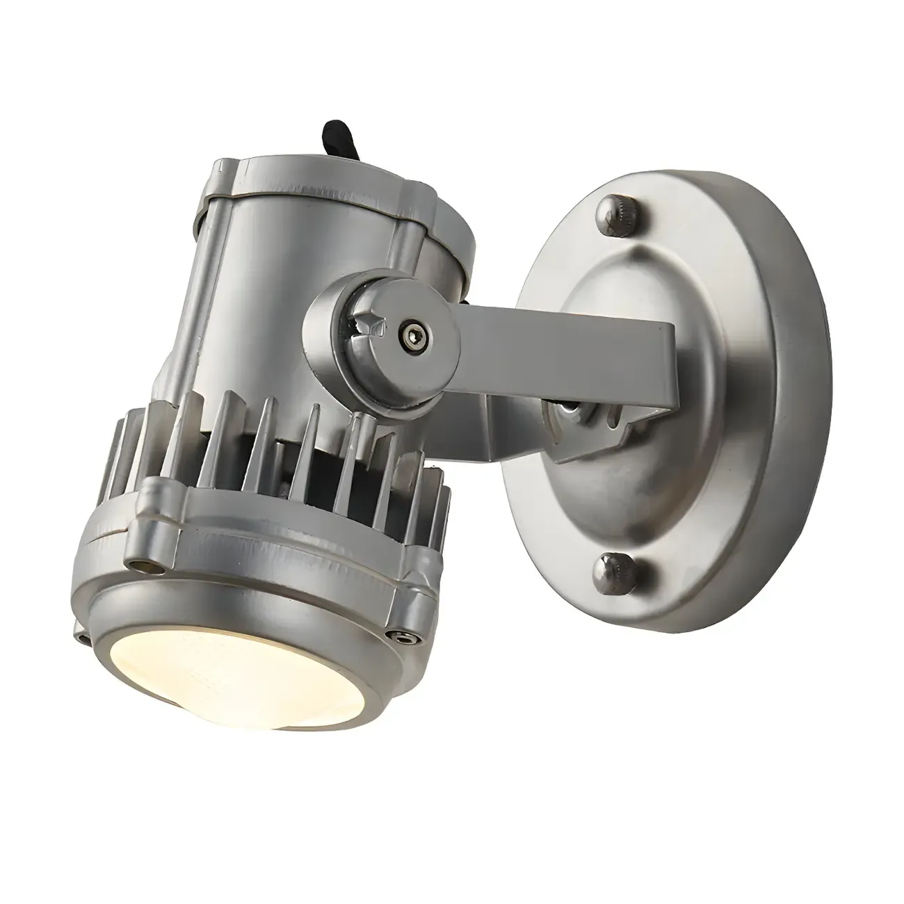 Industrial Metal Silver Prismatic Glass Swing Arm Wall Light