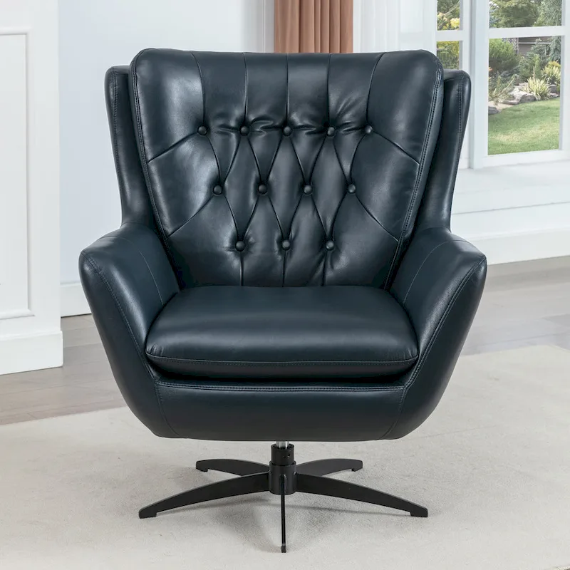 Cleveland Tufted Faux Leather Swivel Chair by Greyson Living