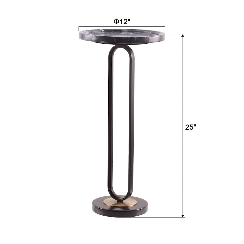 12  Grey Round Marble Metal Marble Pedestal End Table