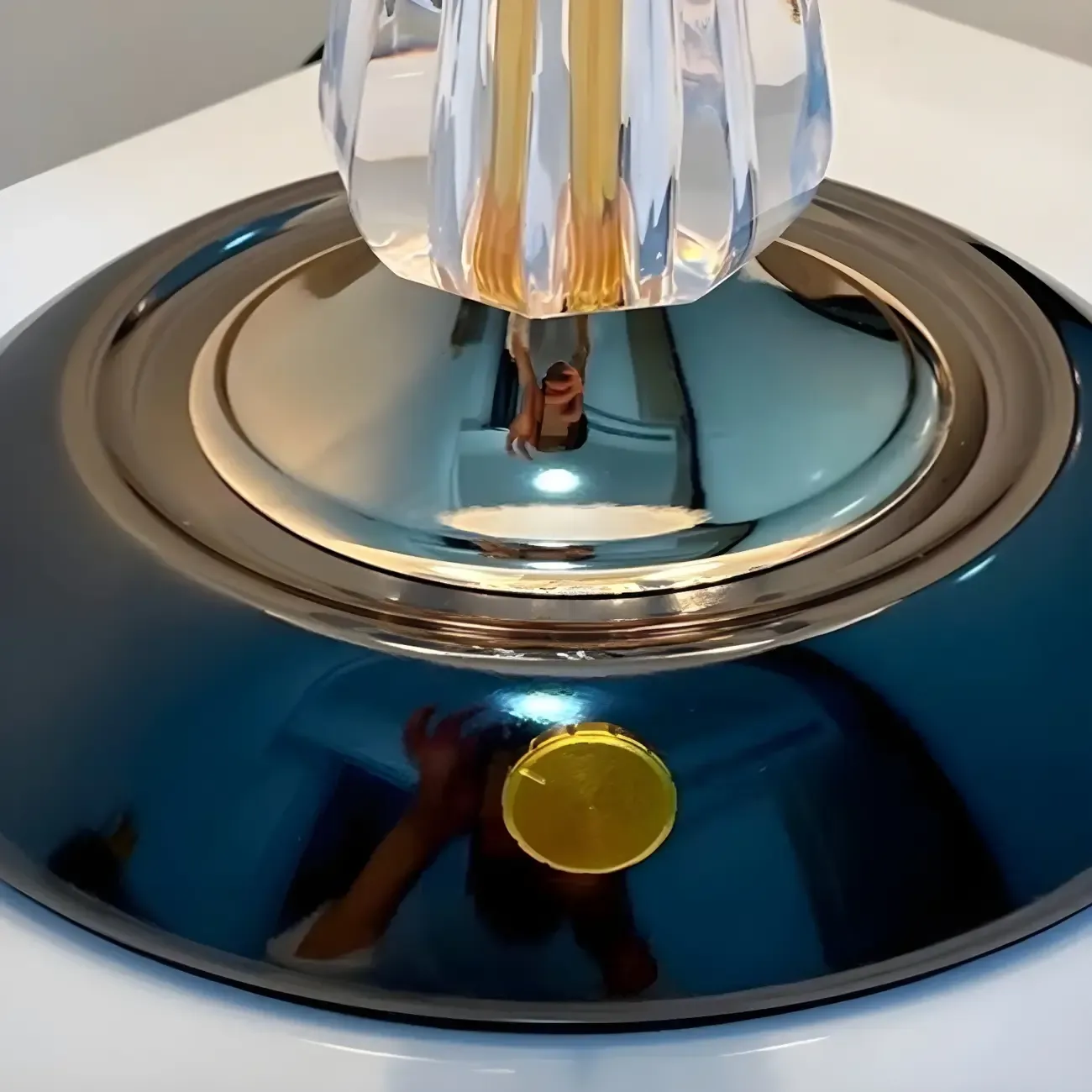 Elegant White Glass Metal Umbrella-Shaped Table Lamp