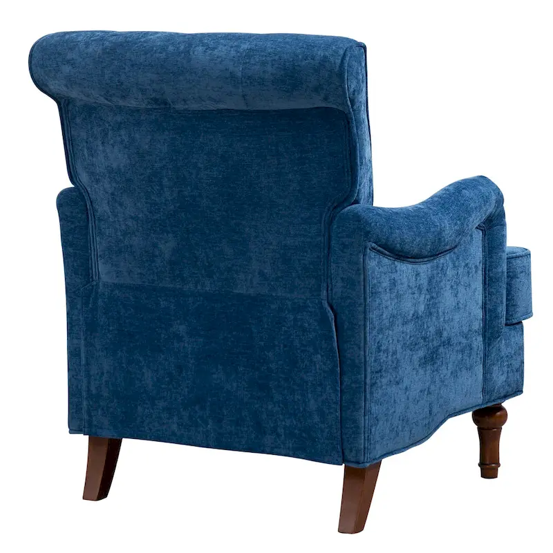 Chenille Fabric Accent Chair with Retro Wooden Legs, High-Density Foam and Spring Cushion, and 300 lbs Weight Capacity