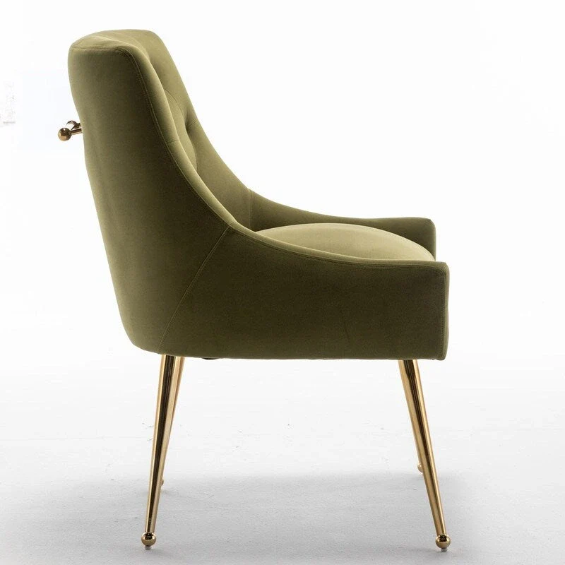 Modern Dining Chairs Set of 2, Upholstered Accent Chair Tufted Back Armless Chair with Back Pull