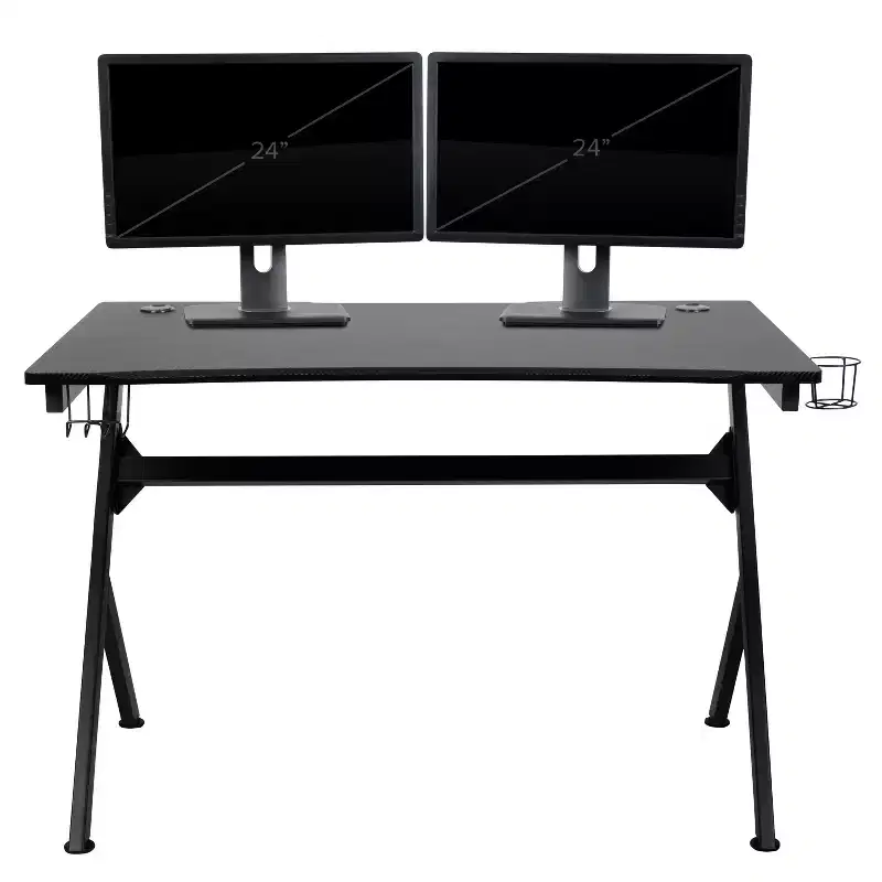Flash Furniture Gaming Desk and Racing Chair Set with Cup Holder, Headphone Hook & 2 Wire Management Holes