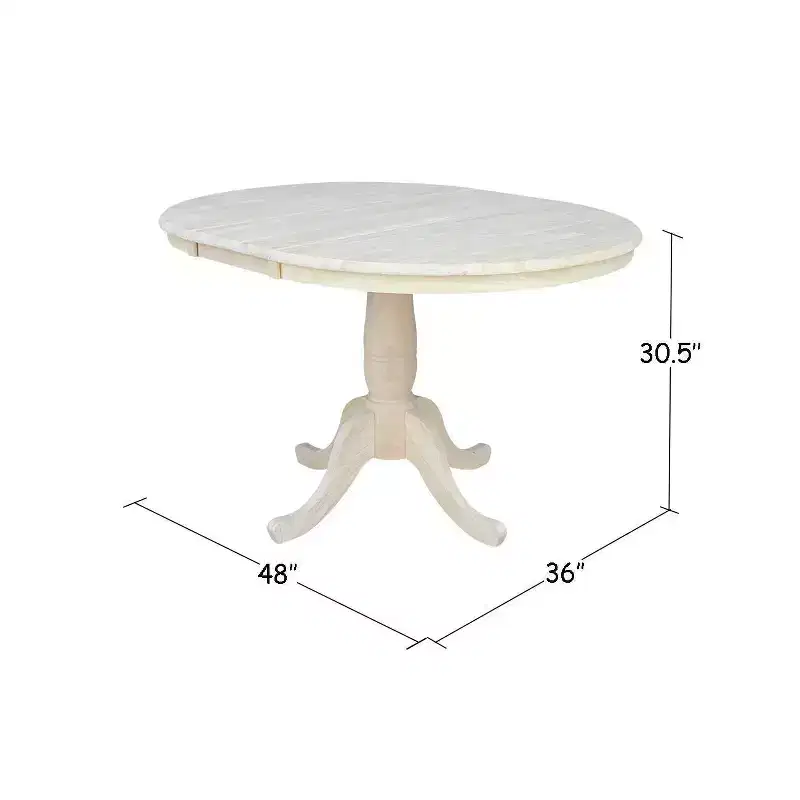 36 Round Top Pedestal Dining Table with 12 Drop Leaf - International Concepts