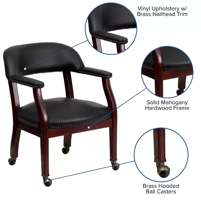Emma and Oliver Conference Chair with Accent Nail Trim and Casters