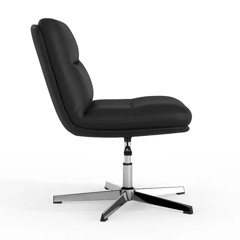 Merrick Lane Mid-Back Height-Adjustable Stationary Armless Swivel Office Chair - Padded Upholstered Wide Back and Seat, Strong Frame