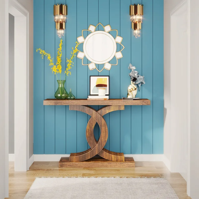 Console Table, Entryway Table with Geometric Legs, Sofa Table - 11.81  D x 39.37  W x 31.49  H