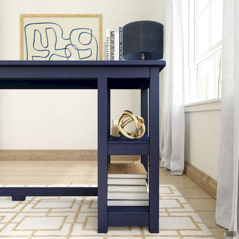 Plank and Beam Desk with Bookshelves