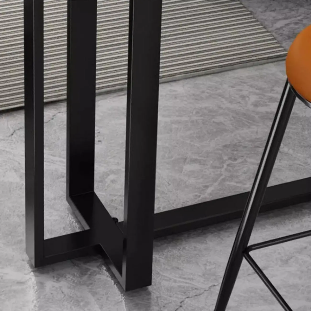 Scandinavian Slate Metal Rectangular Bar Tables