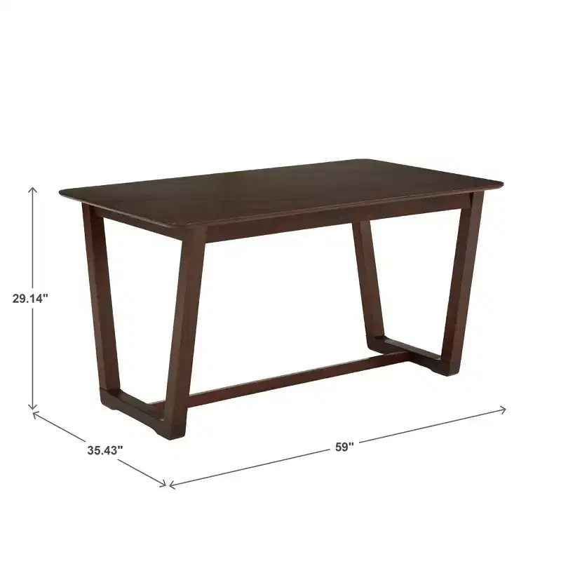 Brown Rectangular Dining Table, Trestle Style, Seats 4