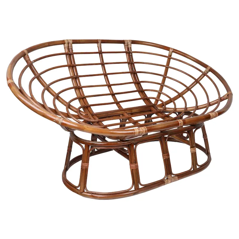 Bali Rattan Double Papasan Chair with Solid All-Weather Cushion