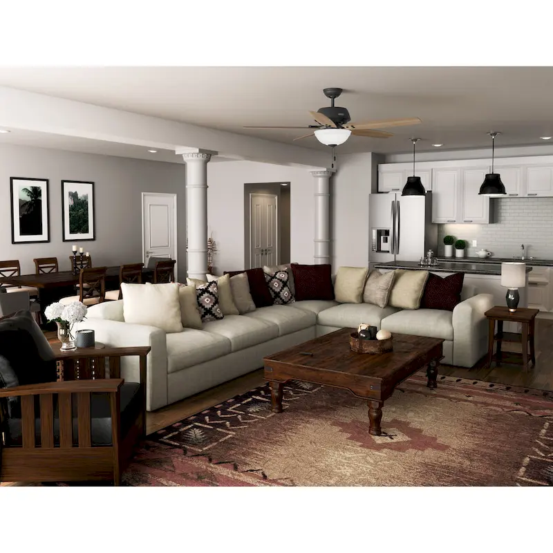 Hunter 60  Reveille Ceiling Fan with LED Light Kit and Pull Chain, Rustic, Transitional