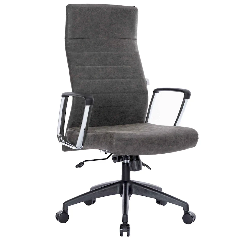 LeisureMod Hilton Modern High Back Leather Conference Office Chair