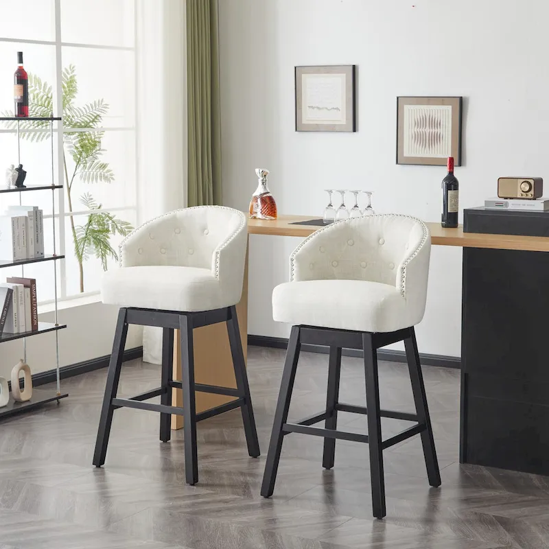 Moore Modern Rubberwood Swivel 33.25-Inch Barstool (set of 2) by Christopher Knight Home