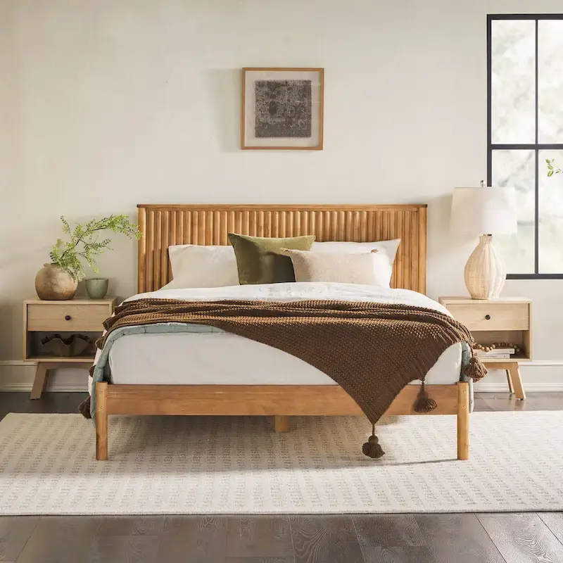 Transitional Solid Wood Queen Bed