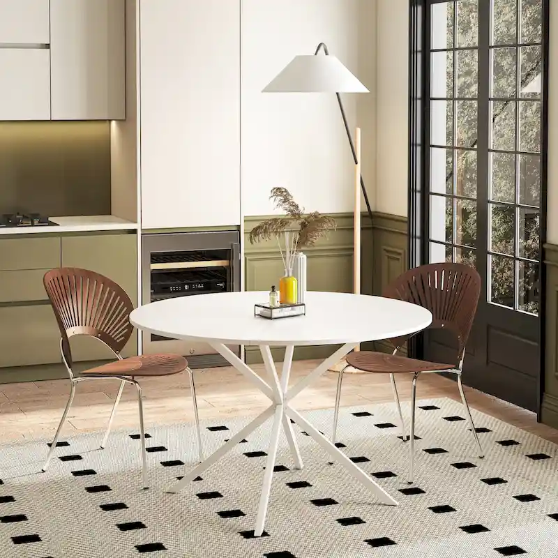 47.24 Modern Cross Leg Round Dining Table
