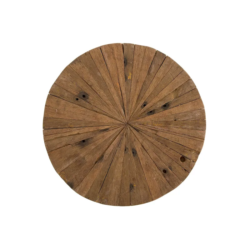 Sawyer 22 in. Round Reclaimed Wood Accent End Table with Black Hairpin Metal Legs