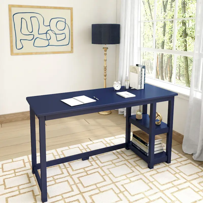 Plank and Beam Desk with Bookshelves