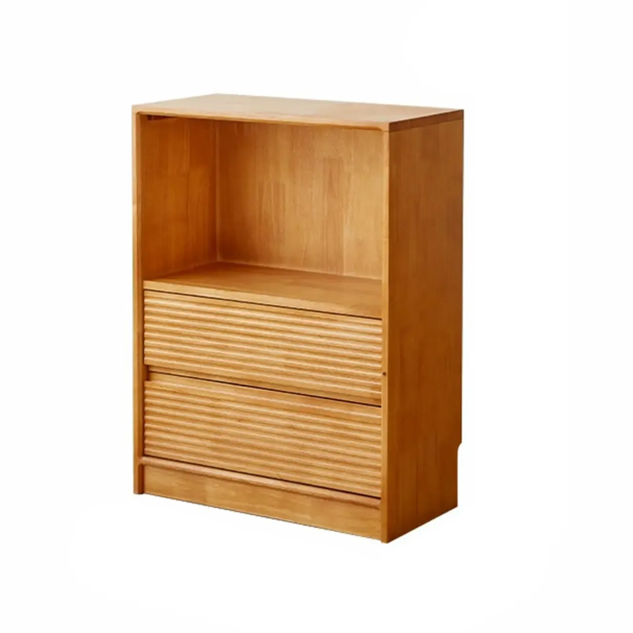 Scandinavian Light Wood 2-Shelf Bookcase with Drawers