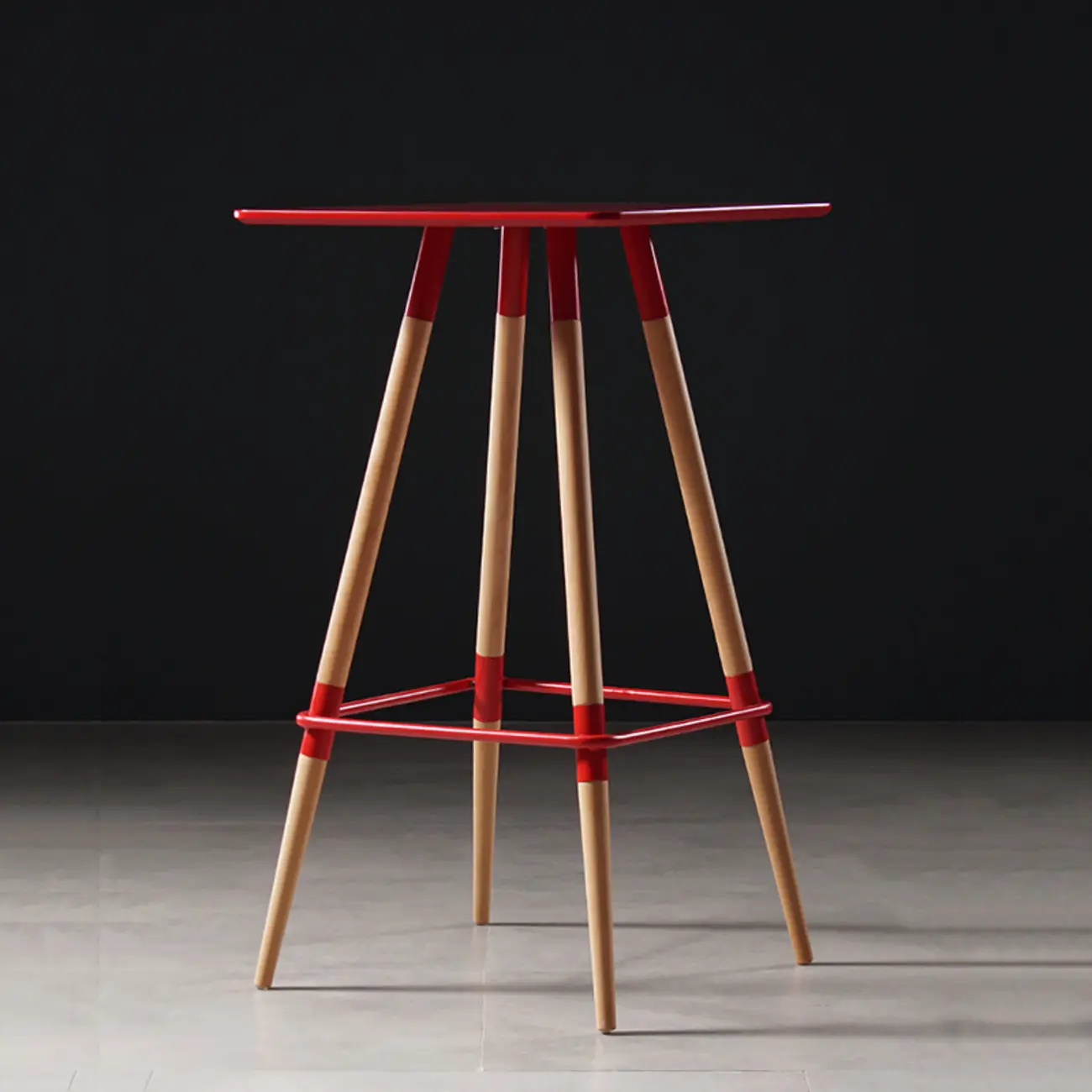 Modern Red Wooden Square Pub Tables